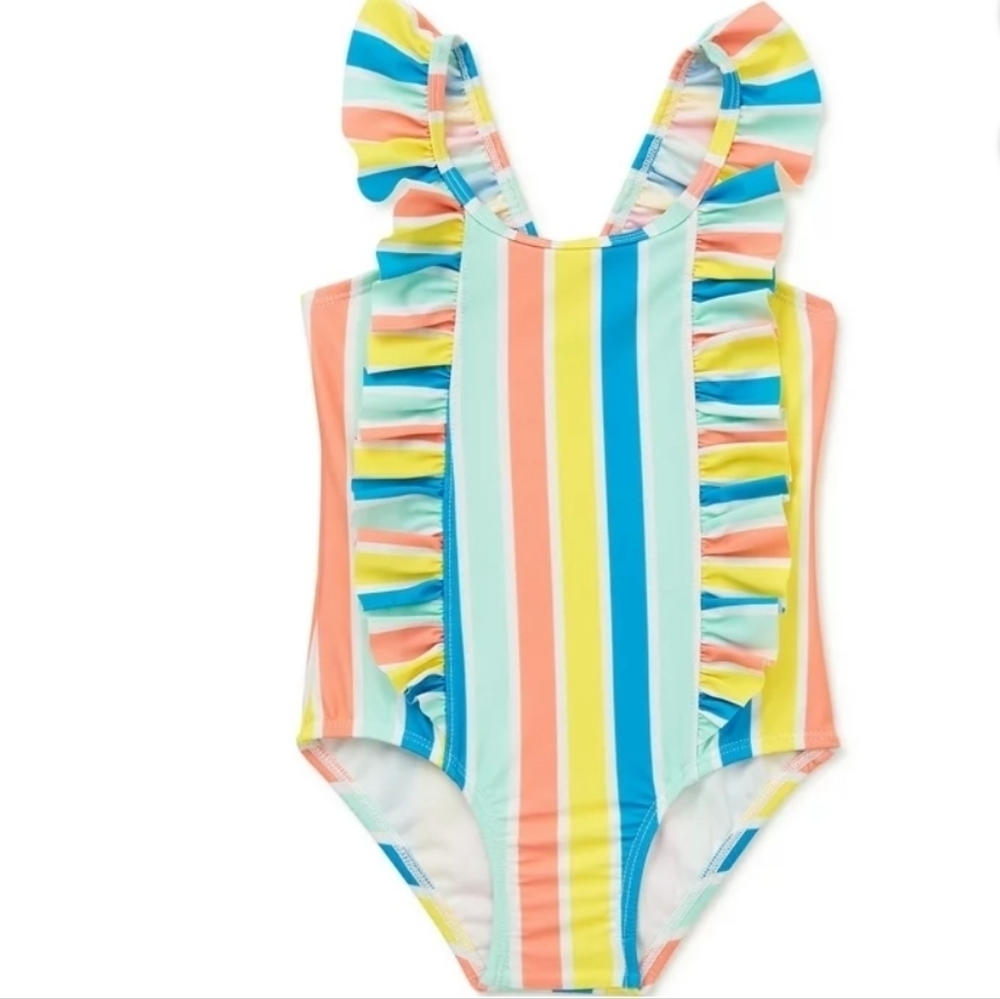 Wonder Nation Toddler Girl Stripe Swim One Piece Size 3T